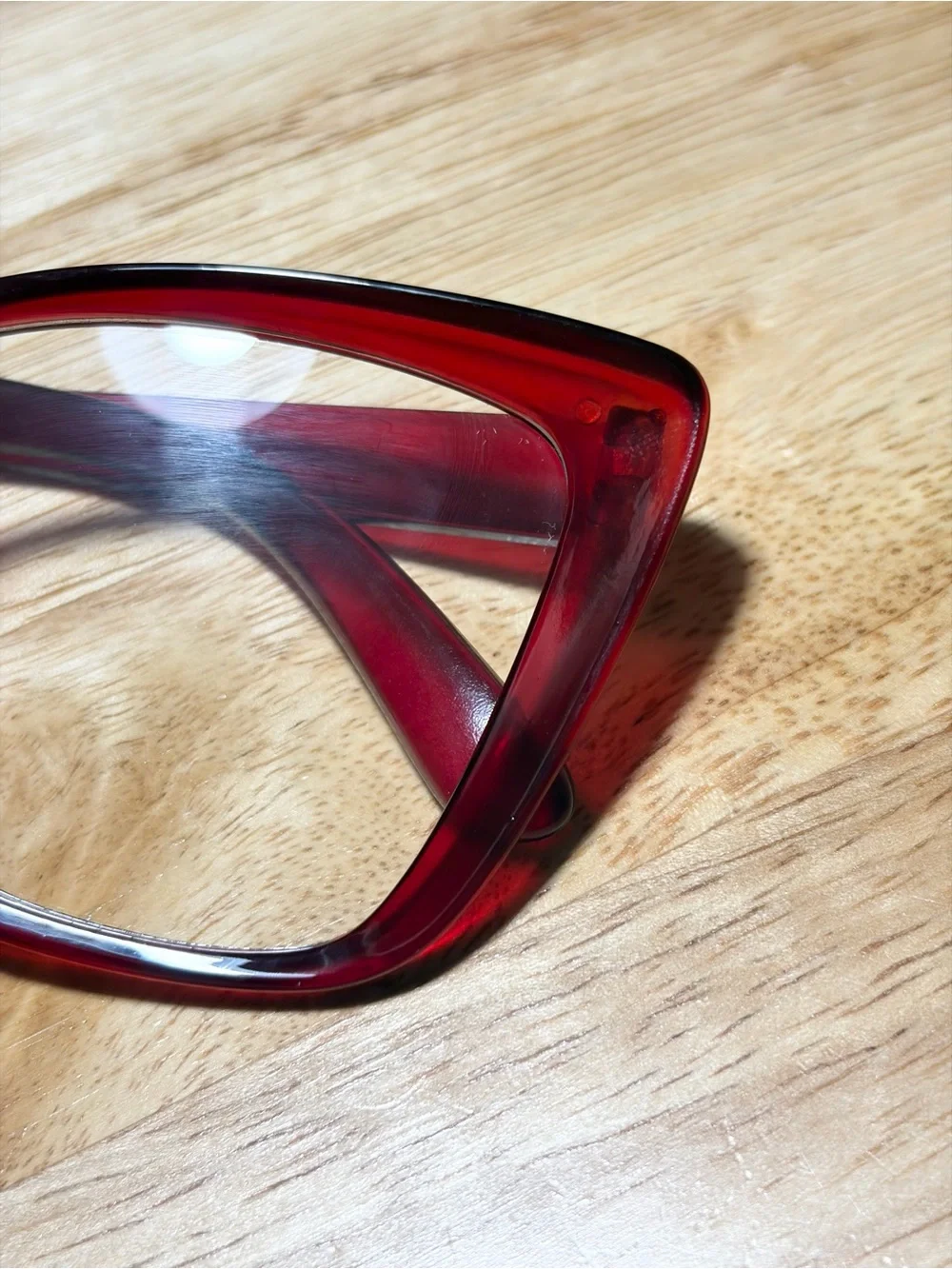 Cherry Red Glossy Translucent Cat Eye Fashion Glasses